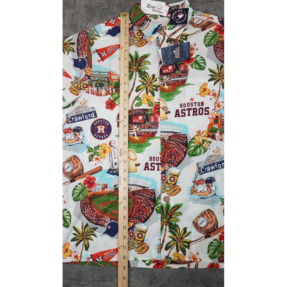 REYN SPOONER Houston Astros Hawaiian Shirt‎ Mens Size MEDIUM Multicolor - Picture 9 of 9